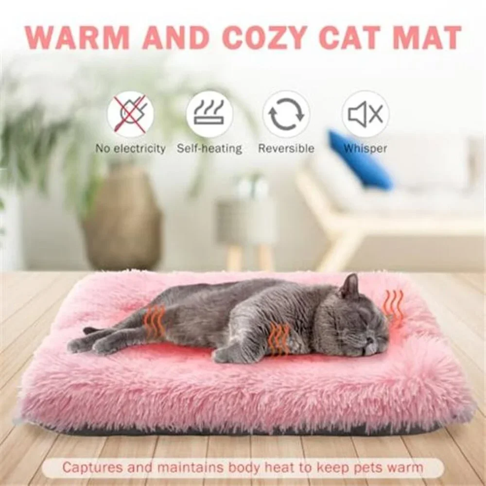 Self Warming Cat Bed Heated Pet Mat Small Dogs Plush Washable Indoor Outdoor